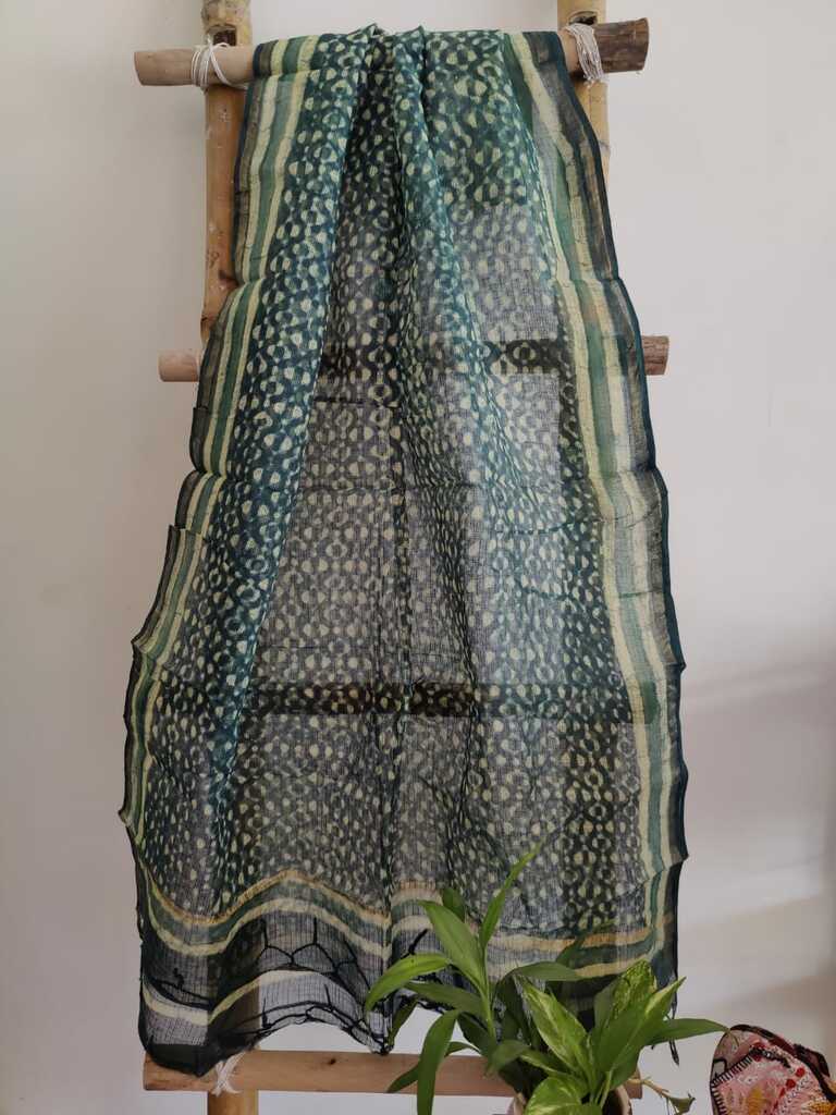 Phoolwari  Handblock Print Kota Doria Dupatta