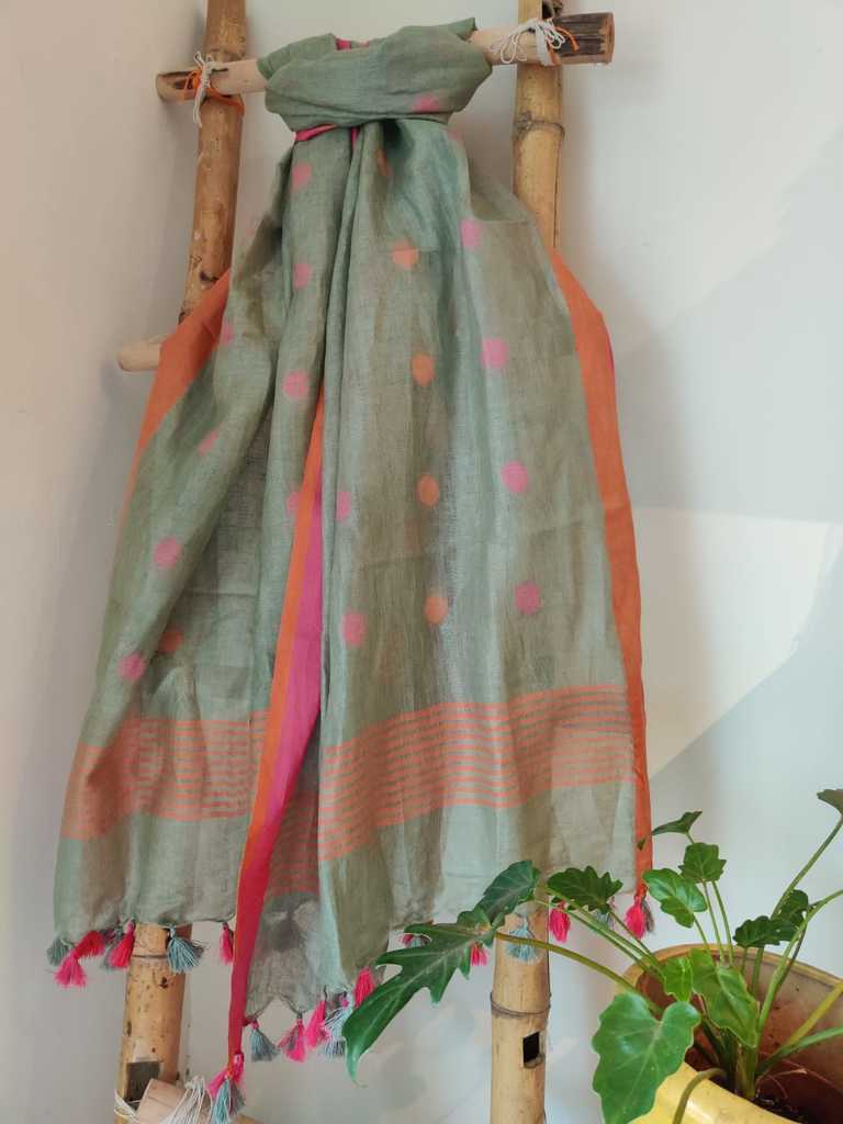 Pure Linen Dupatta Online  - Desi Weaves