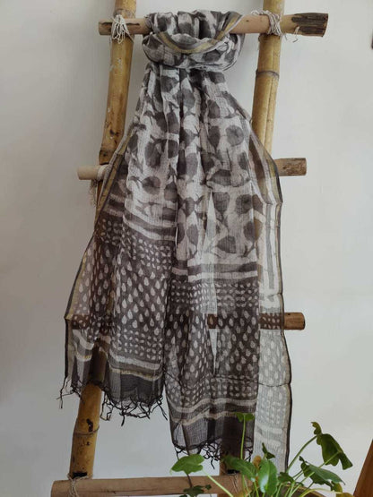 Handblock Print Kota Doria Dupatta Online - Desi Weaves