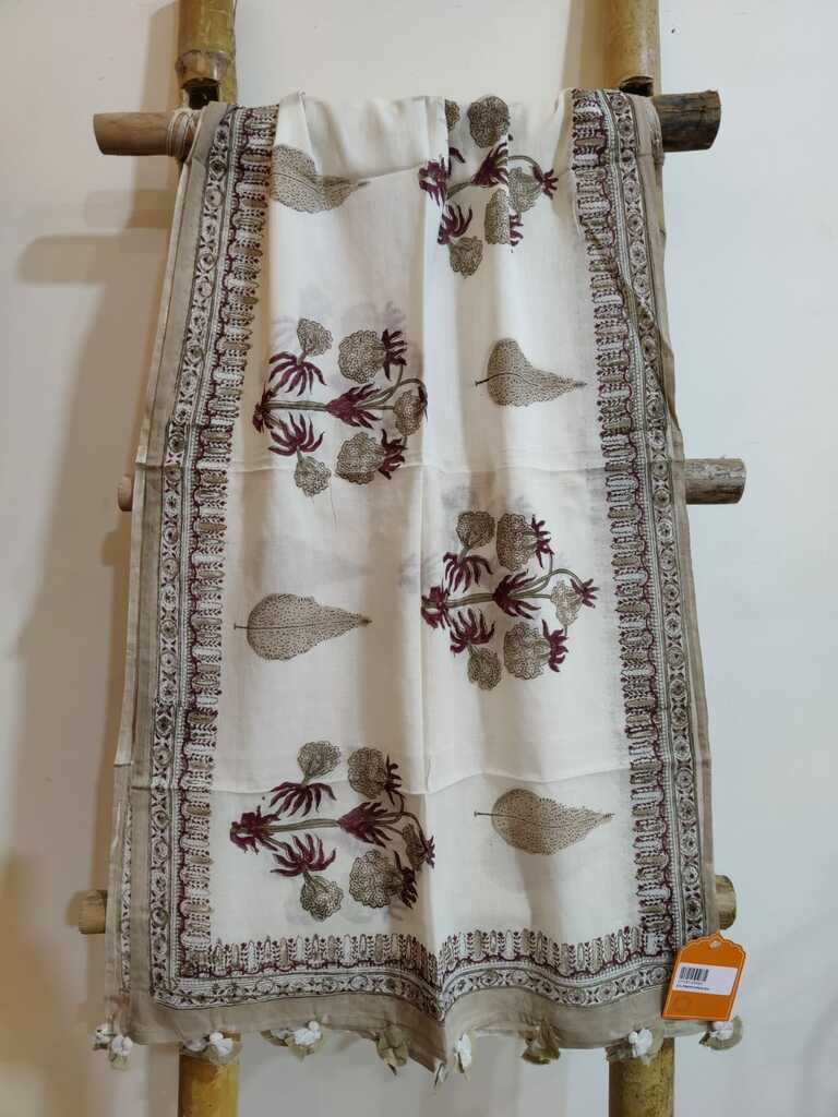 block print cotton stole - desi weaves