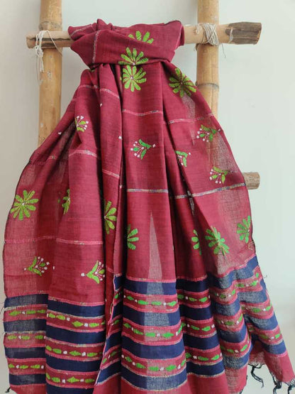 Khesh Cotton Kantha Dupatta - Desi Weaves