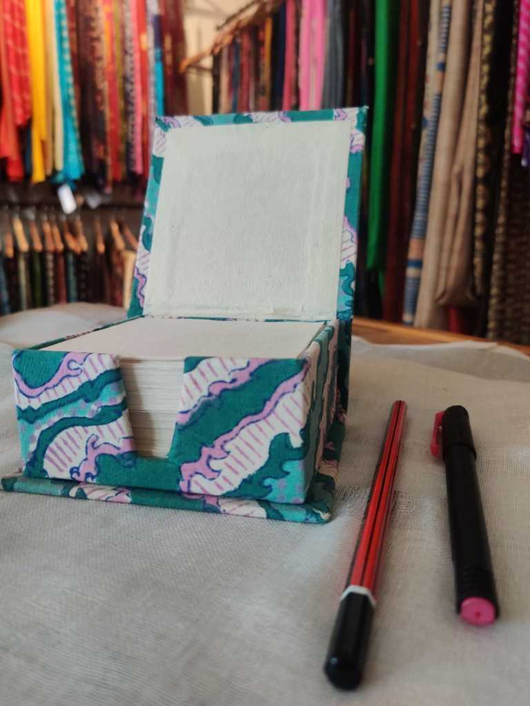 Green Block Printed Handmade Paper Slip Box