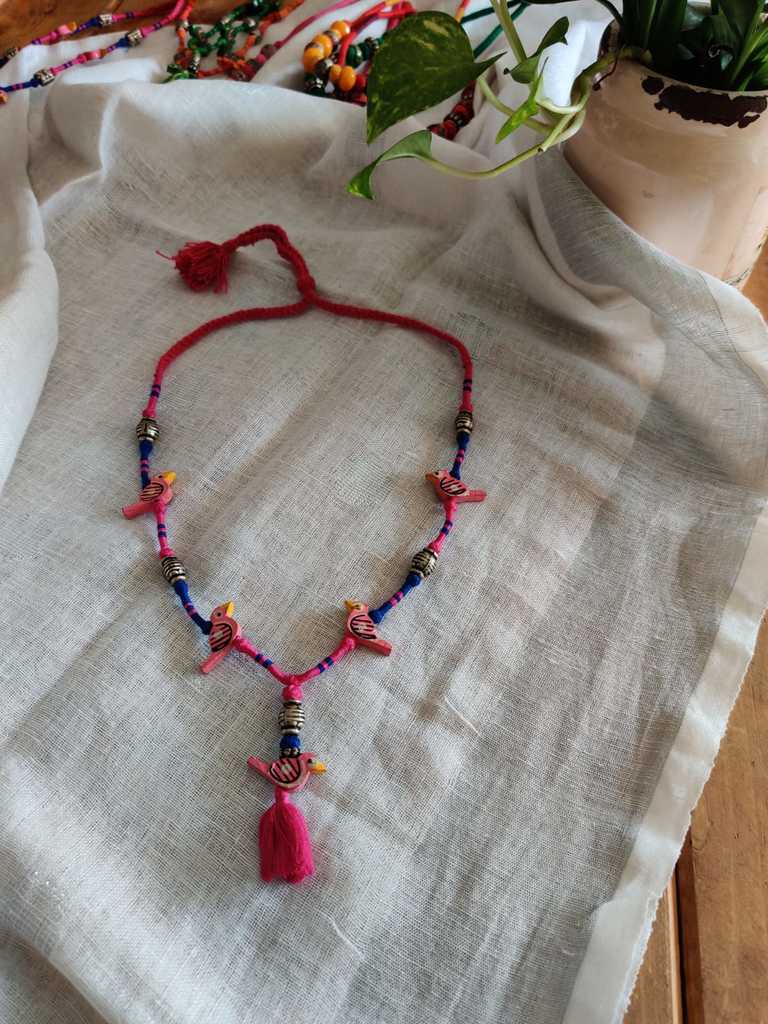 Kutch Hand Embroidered Fabric  Necklace - Desi Weaves