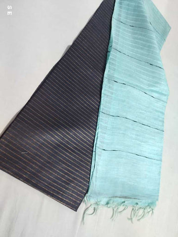 Black Color Silk Cotton Saree With Blouse