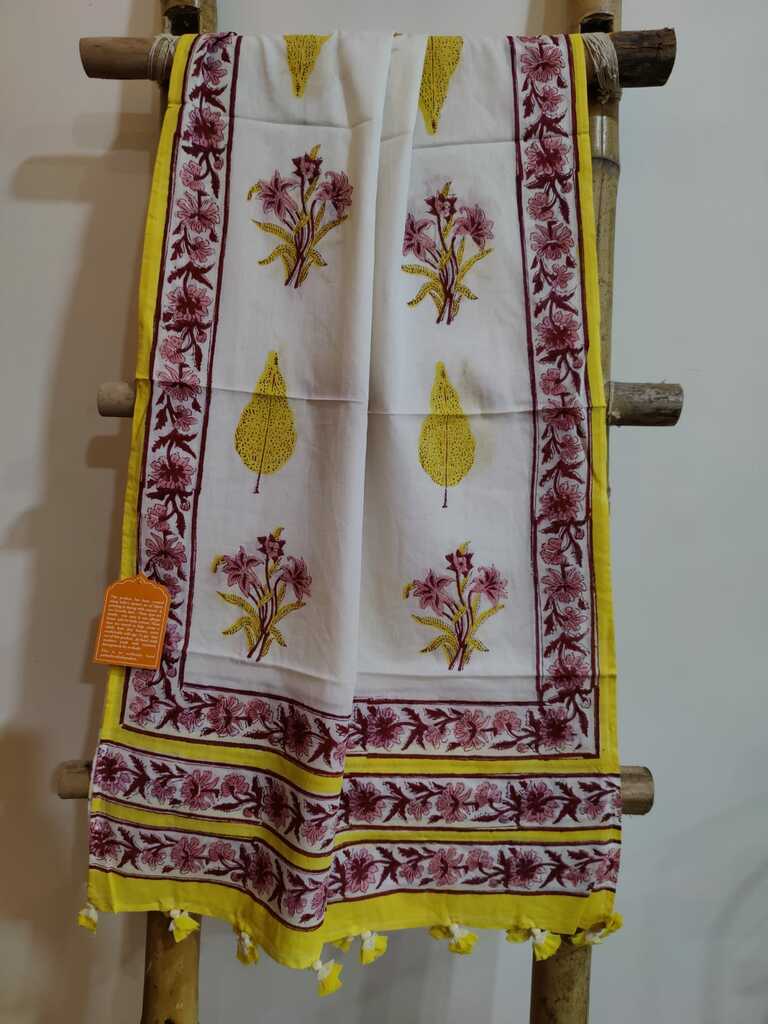 Dostana Handblock Printed Mul Cotton Stole