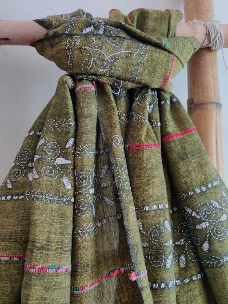 Khesh Cotton Kantha Dupatta - Desi Weaves