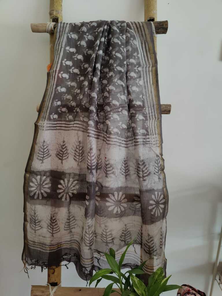 brown kota doria dupatta - Desi Weaves