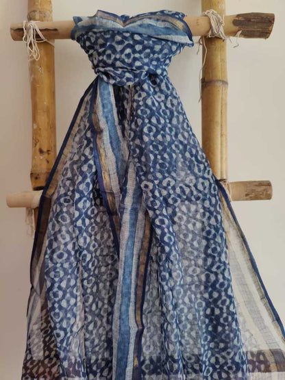 Handblock Print Kota Doria Dupatta Online - Desi Weaves