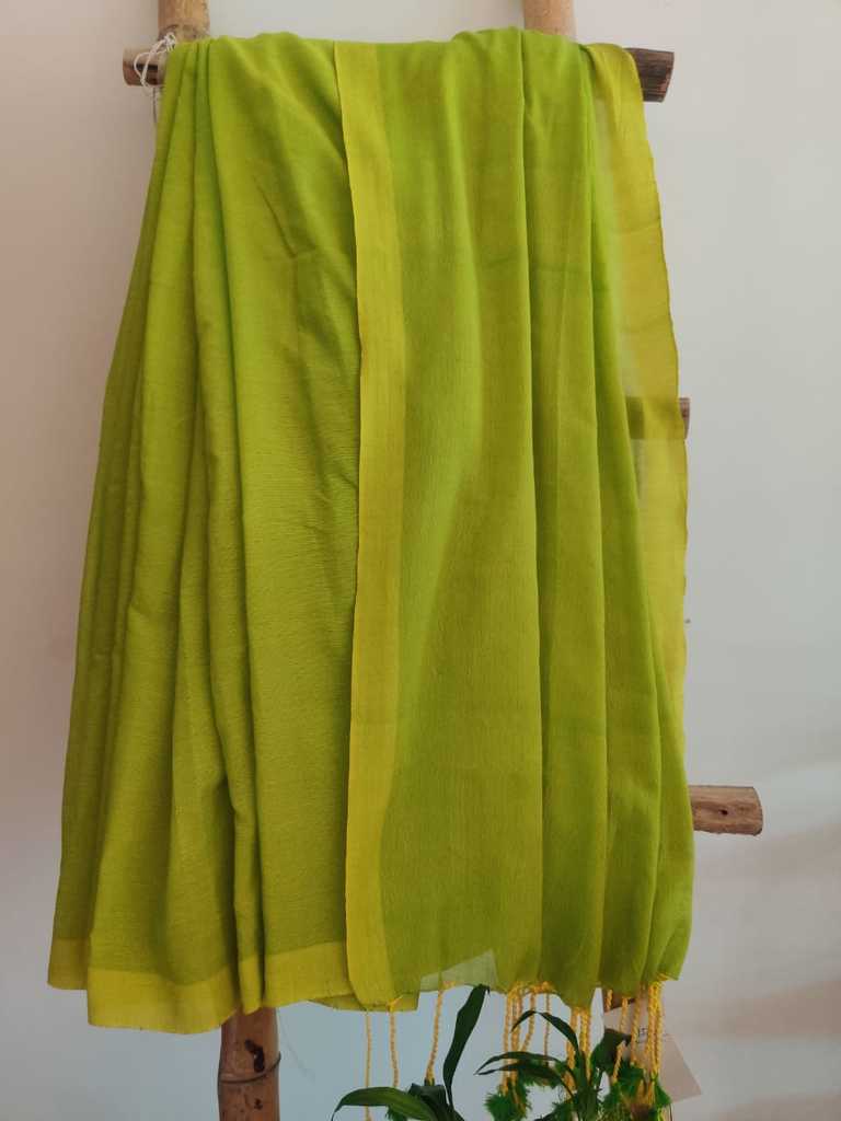 Lime Story Bengal Soft Khadi Cotton Saree