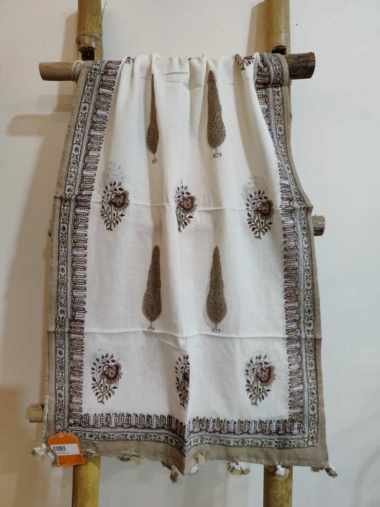 block print cotton stole - desi weaves