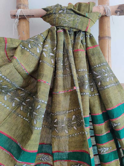 Khesh Cotton Kantha Dupatta - Desi Weaves