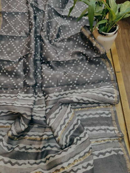 Aavani Sanganeri Block Print Chanderi Silk Dupatta