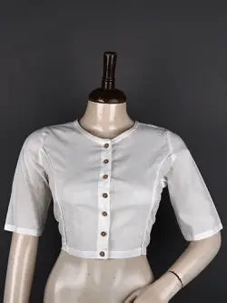 White Color Stitched Cotton Blouse