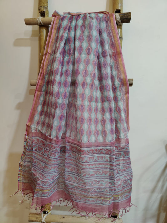 Hariyala Bagicha Handblock Print Kota Doria Dupatta