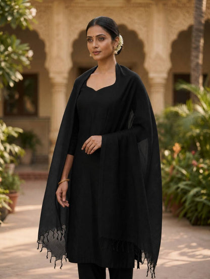 black kota doria dupatta - desi weaves