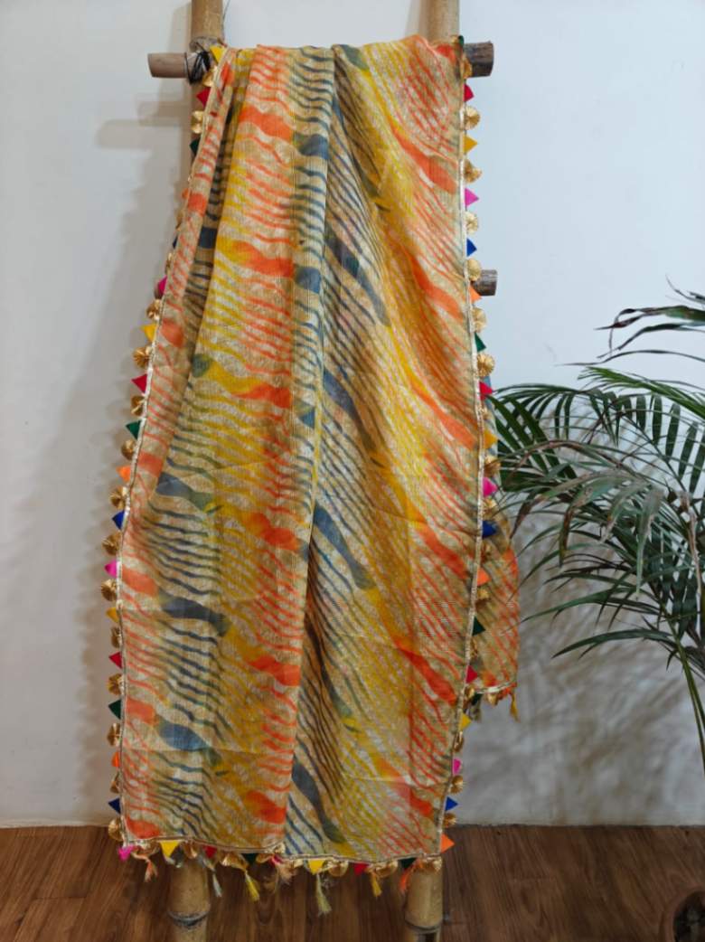 Desi Weaves Gota Work Semi Kota  Silk Dupatta