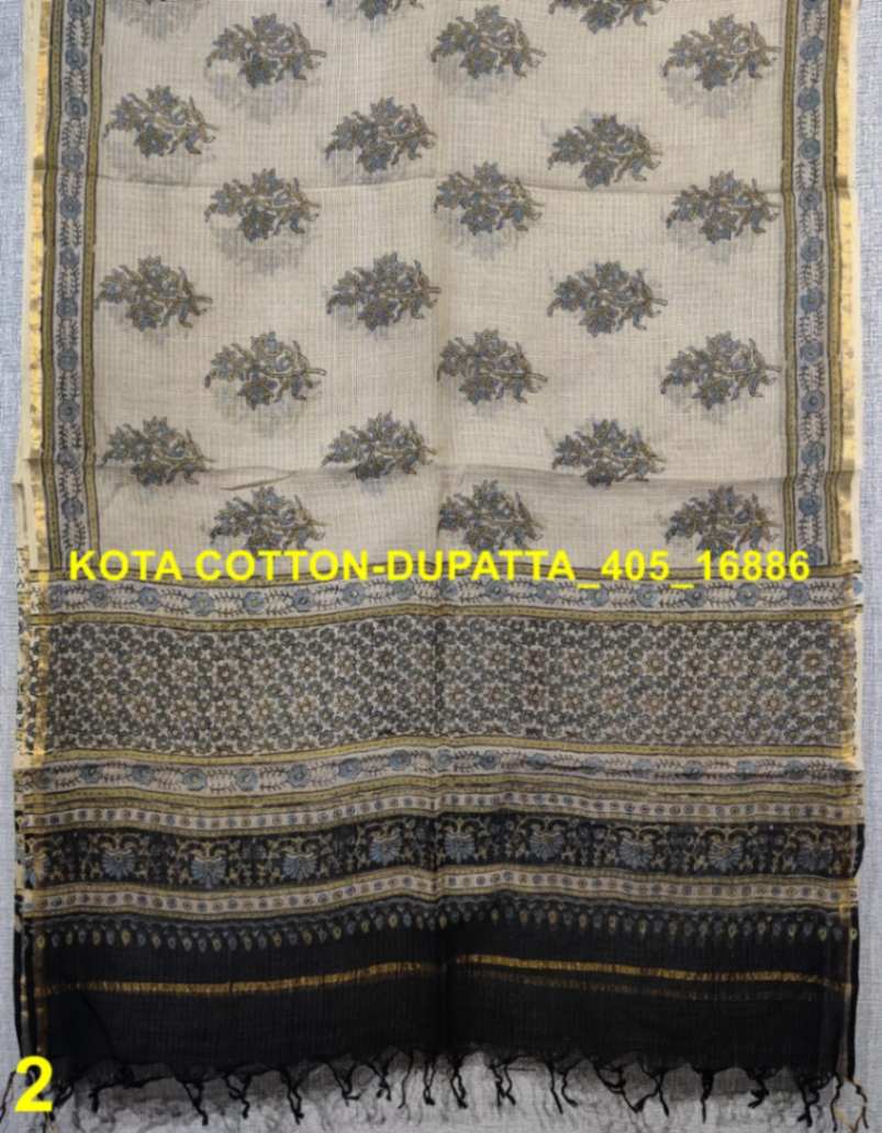 Desi Weaves Ajrakh Block Print Kota Doria Dupatta