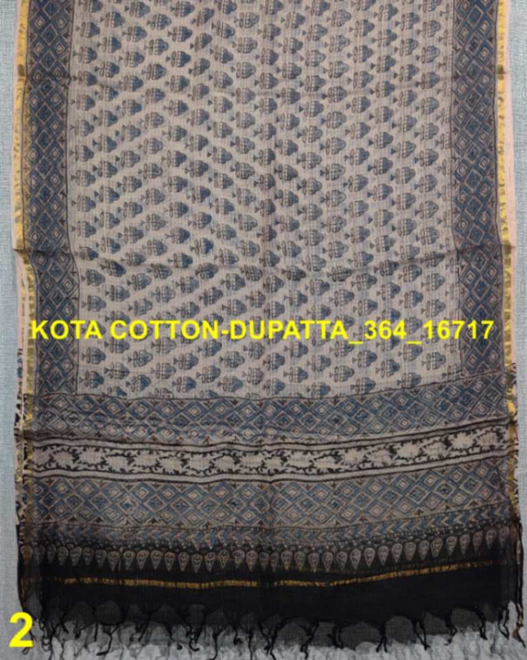 Desi Weaves Ajrakh Block Print Kota Doria Dupatta