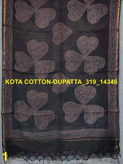 Ajrakh Handblock Printed Kota Doria Dupatta - desi weaves
