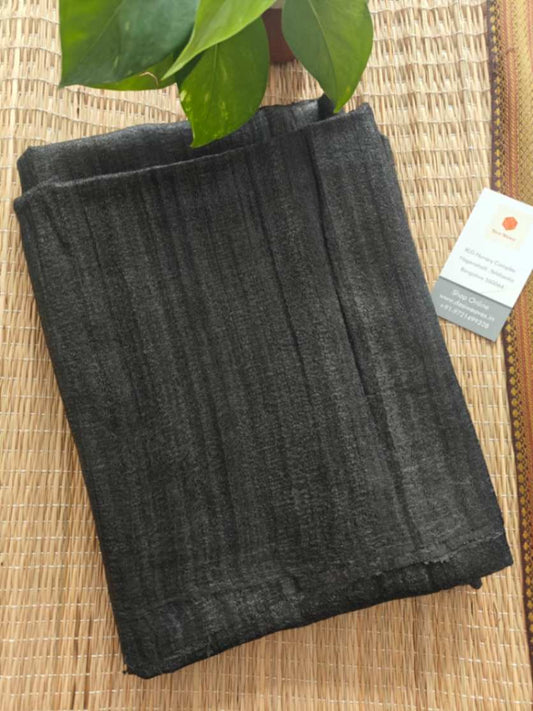 Black Ghicha Tussar Fabric - desi weaves