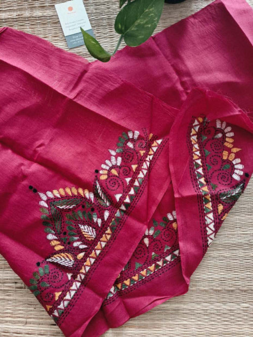 cotton kantha stitch blouse - Desi Weaves