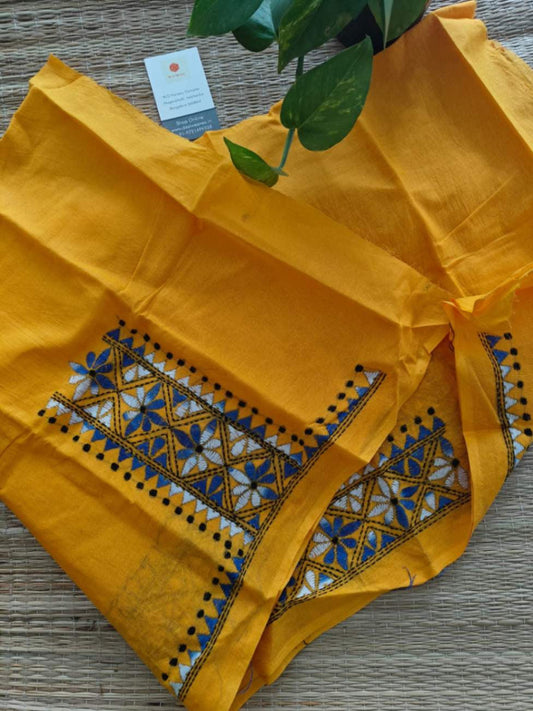 cotton kantha stitch blouse - Desi Weaves