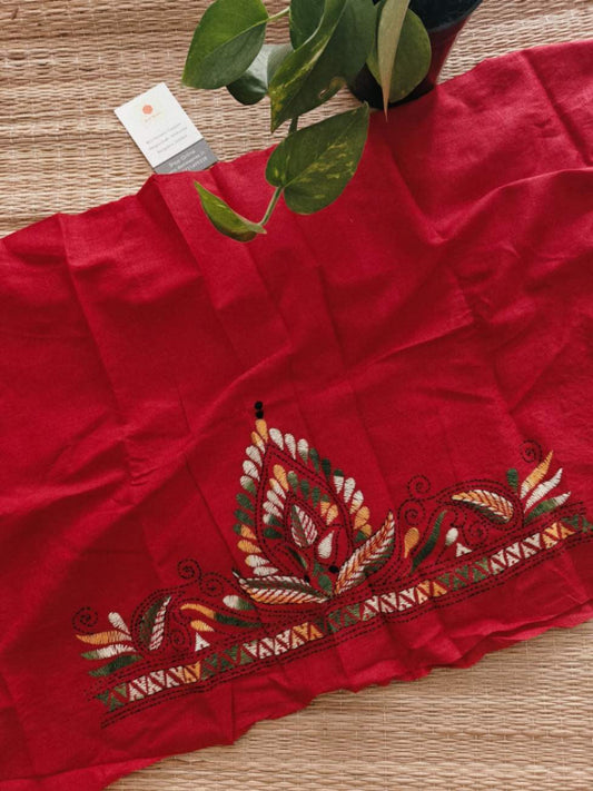 cotton kantha stitch blouse - Desi Weaves