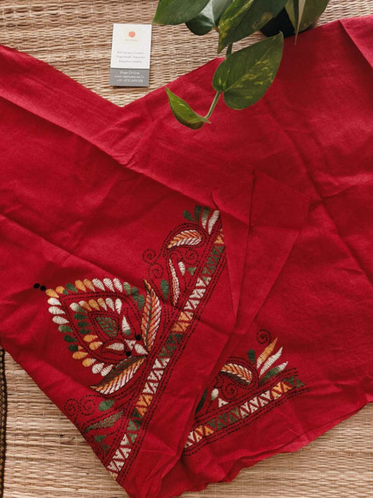 cotton kantha stitch blouse - Desi Weaves