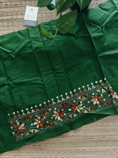 cotton kantha stitch blouse - Desi Weaves