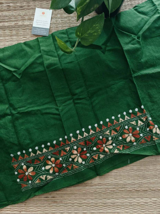 cotton kantha stitch blouse - Desi Weaves