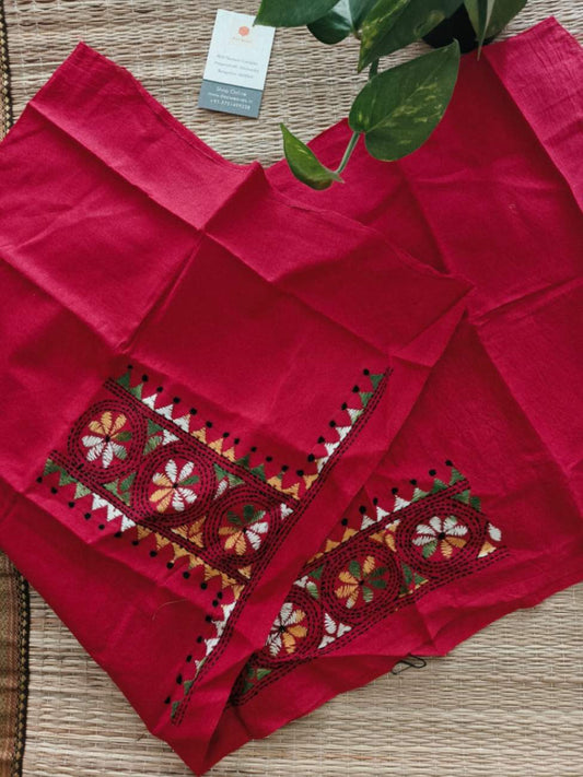 cotton kantha stitch blouse - Desi Weaves
