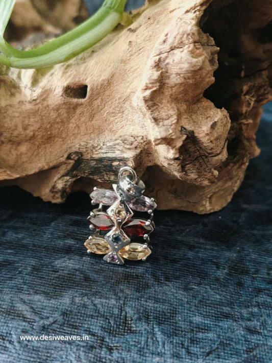 Silver pendant with gemstones