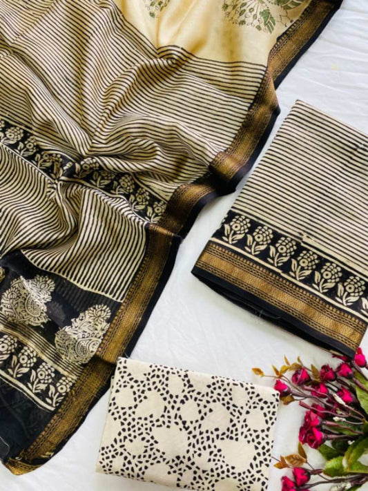 Maheshwari Silk Suit Dupatta Set - Desi Weaves