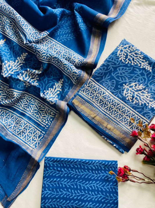 Maheshwari Silk Suit Dupatta Set - Desi Weaves