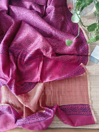 Pink Chanderi Silk Dupatta - Desi Weaves