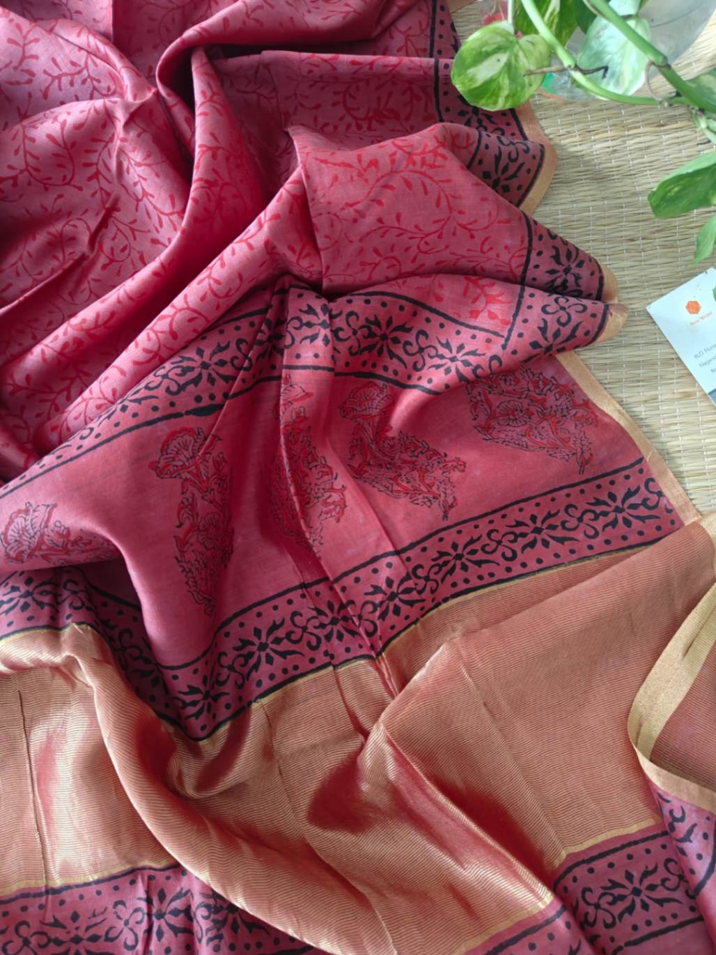 Pink Chanderi Silk Dupatta - Desi Weaves