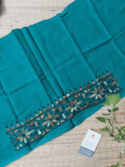 Hand Embroidered Kantha cotton blouse - Desi Weaves