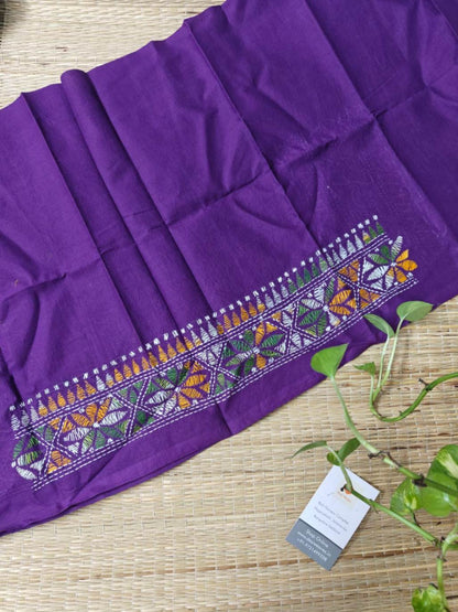 Hand Embroidered Kantha cotton blouse - Desi Weaves