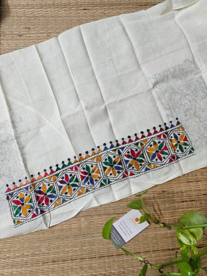 Hand Embroidered Kantha cotton blouse - Desi Weaves