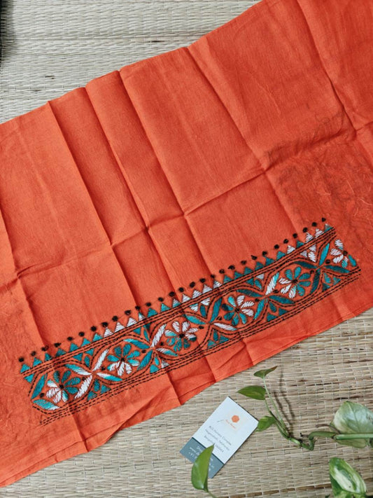 Hand Embroidered Kantha cotton blouse - Desi Weaves