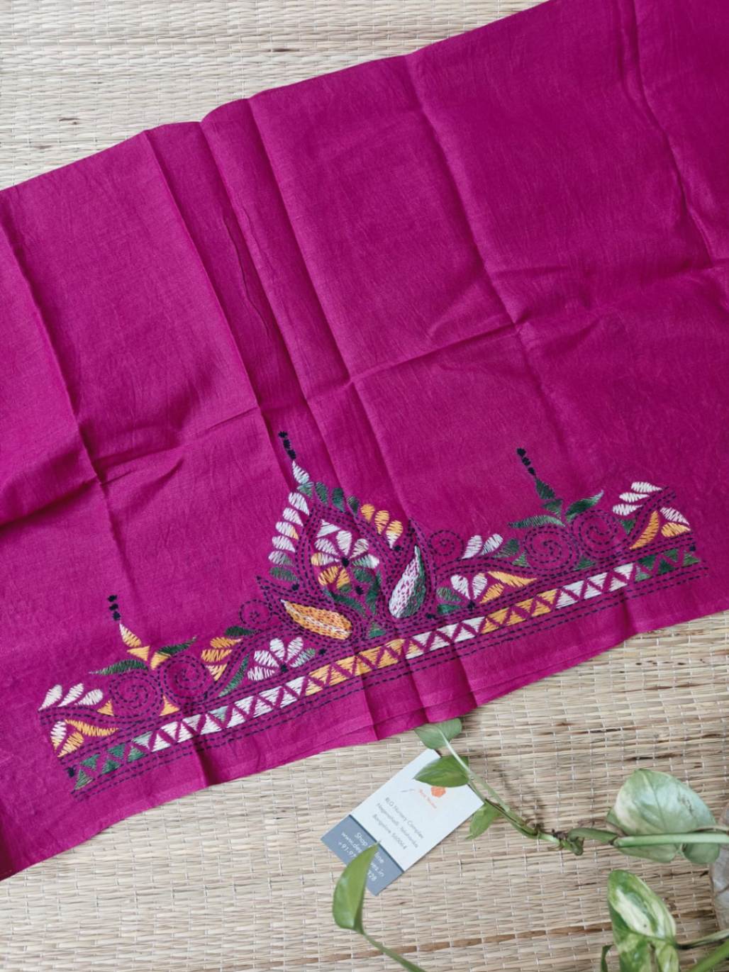 Hand Embroidered Kantha cotton blouse - Desi Weaves