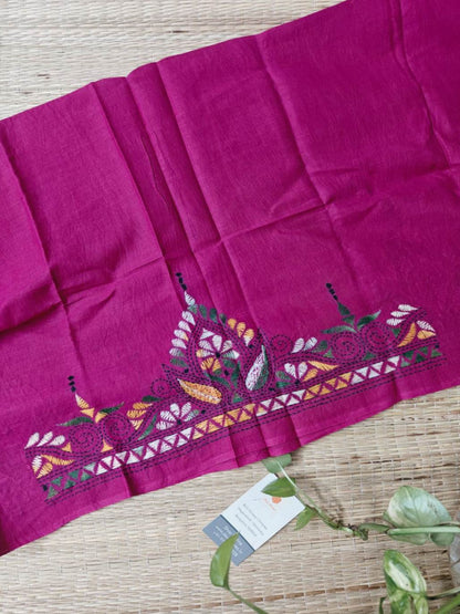 Hand Embroidered Kantha cotton blouse - Desi Weaves