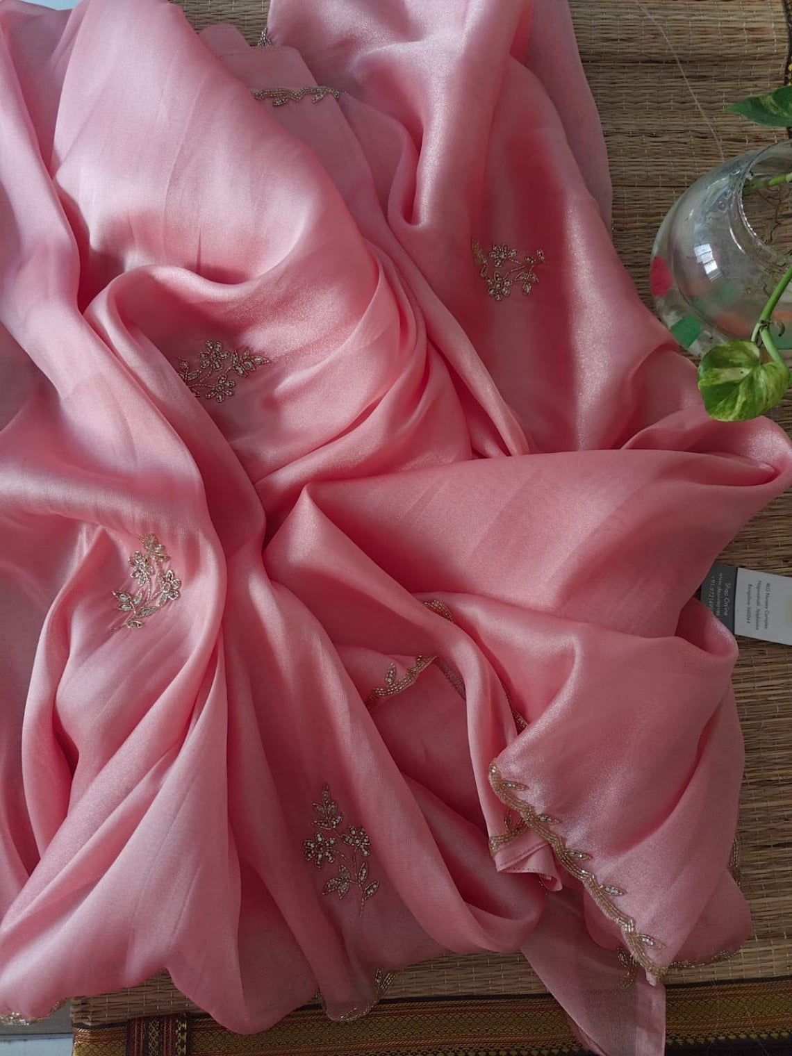 Hand embroidered silk saree - desi weaves