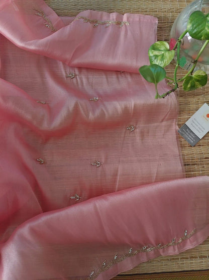 Hand embroidered silk saree - desi weaves