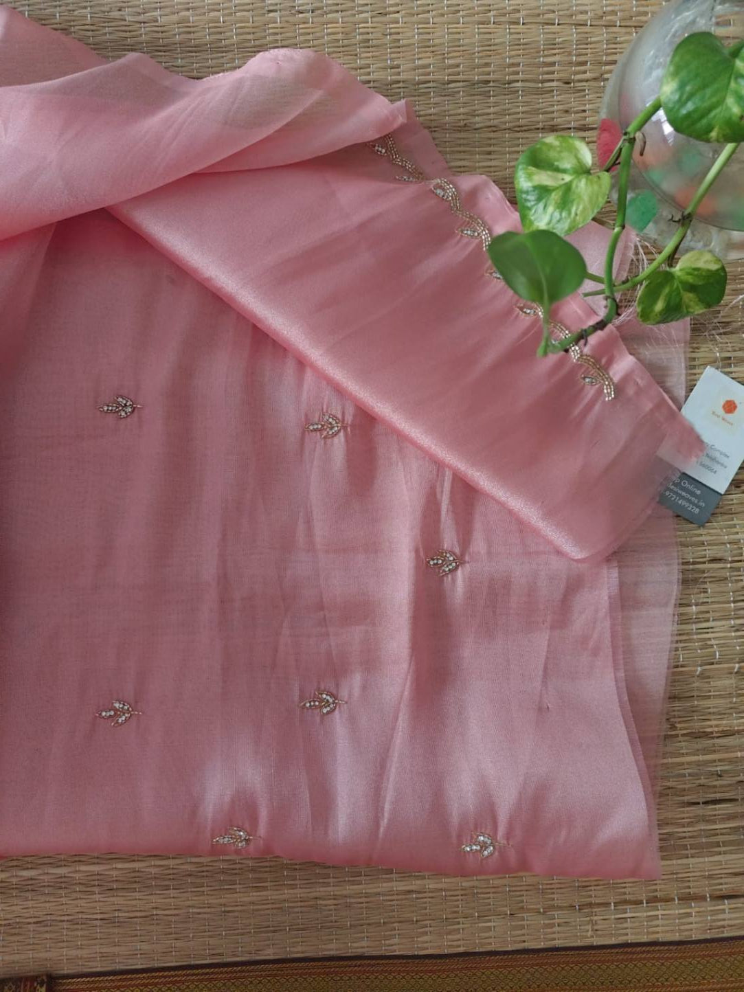 Hand embroidered silk saree - desi weaves