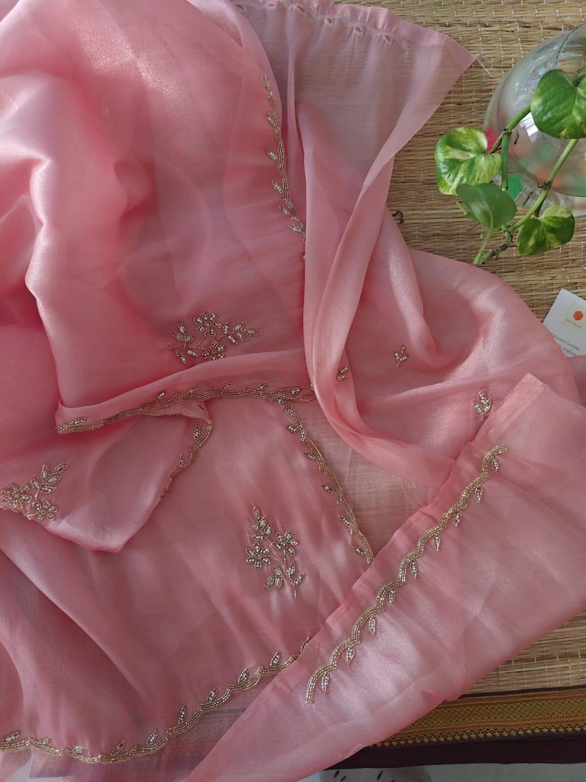 Hand embroidered silk saree - desi weaves