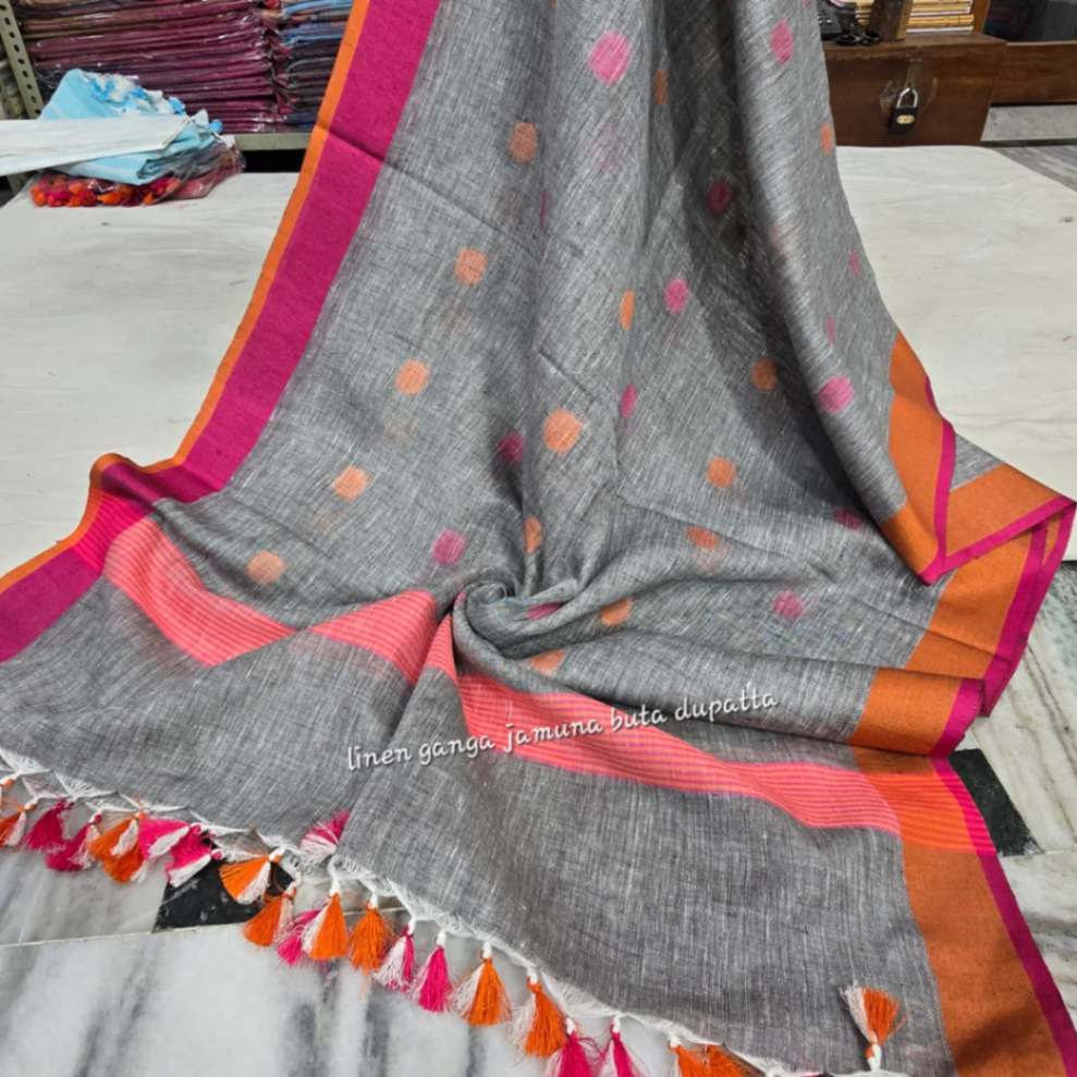 Linen dupatta online - Desi Weaves