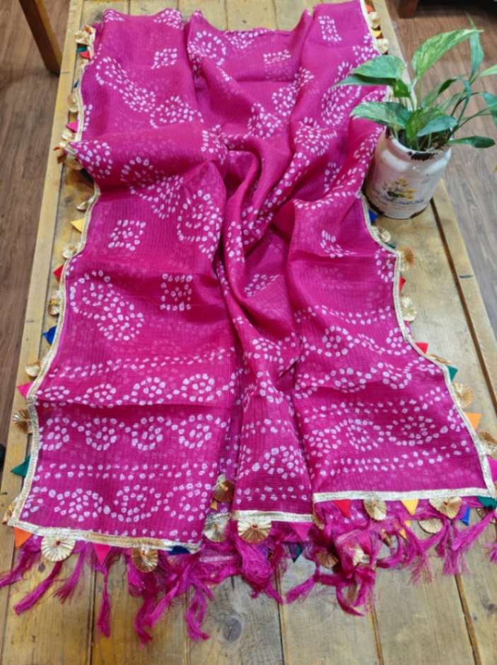 Desi Weaves Gota Work Semi  Kota Silk Dupatta