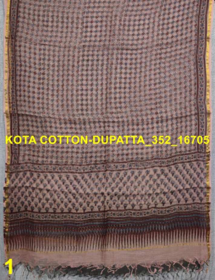 Desi Weaves Classic Ajrakh Block Printed Kota Doria Dupatta