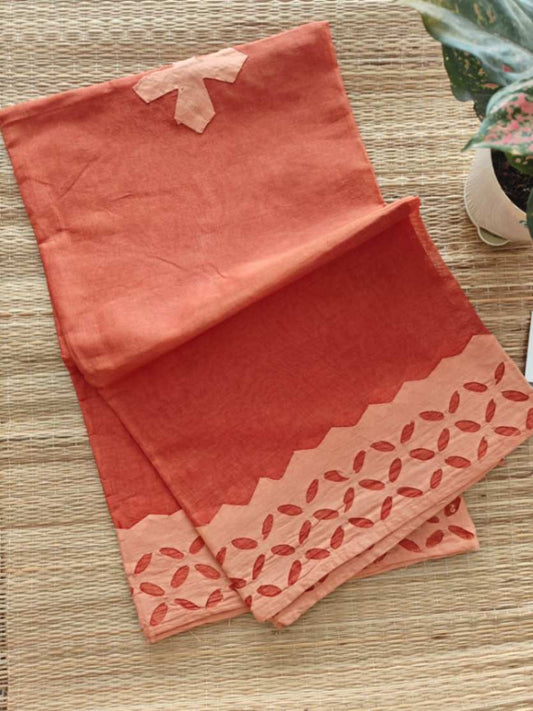 Red Applique Stitch Cotton Dupatta